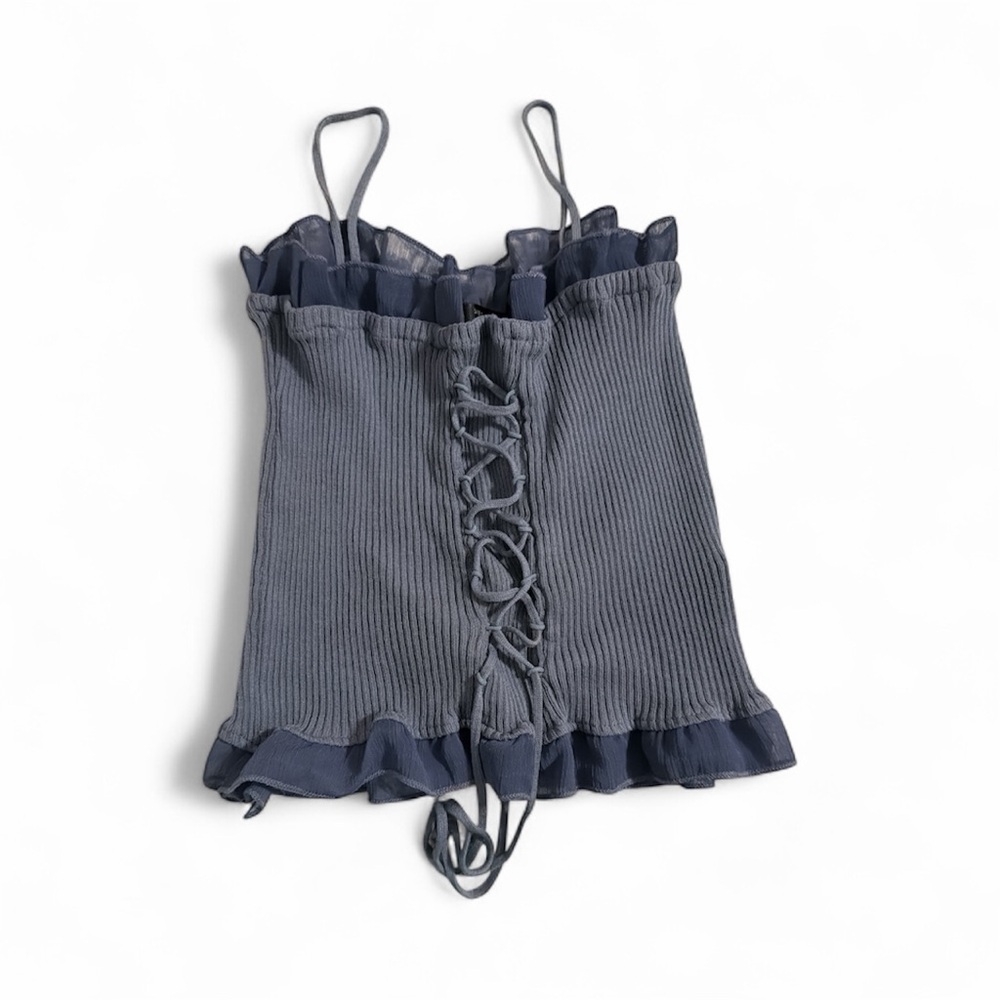 SHEIN Gray Lace-Up Tank Top